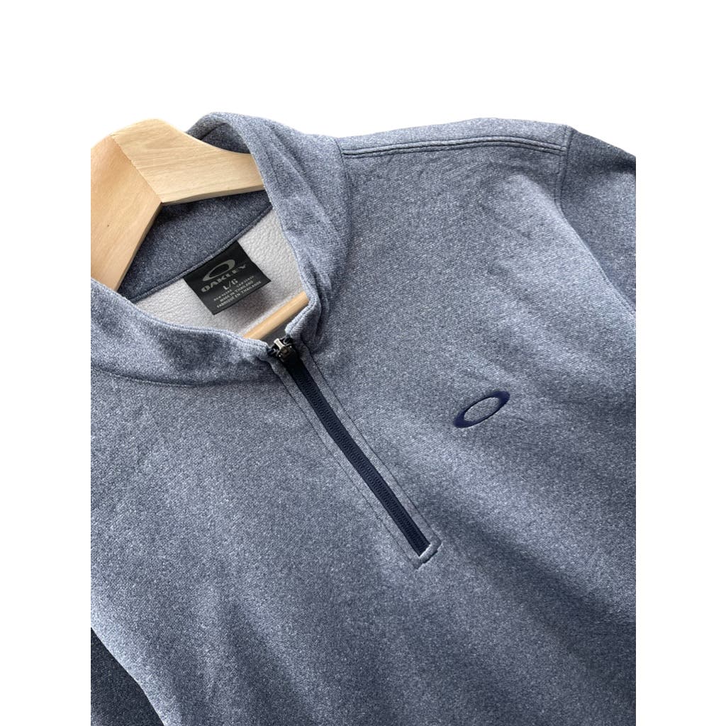 Oakley Men's Blue Embroidered Logo 1/4 Zip Fleece Pullover