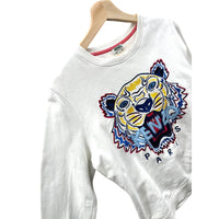 Kenzo Paris White Multicolor Embroidered Tiger Sweatshirt