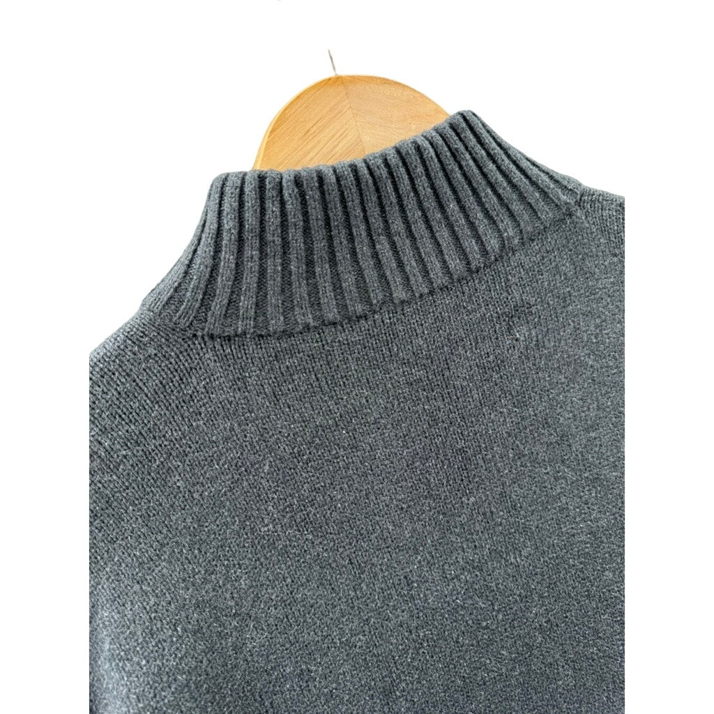 Vintage Ralph Lauren Men's Dark Gray 1/4 Zip Pullover Sweater