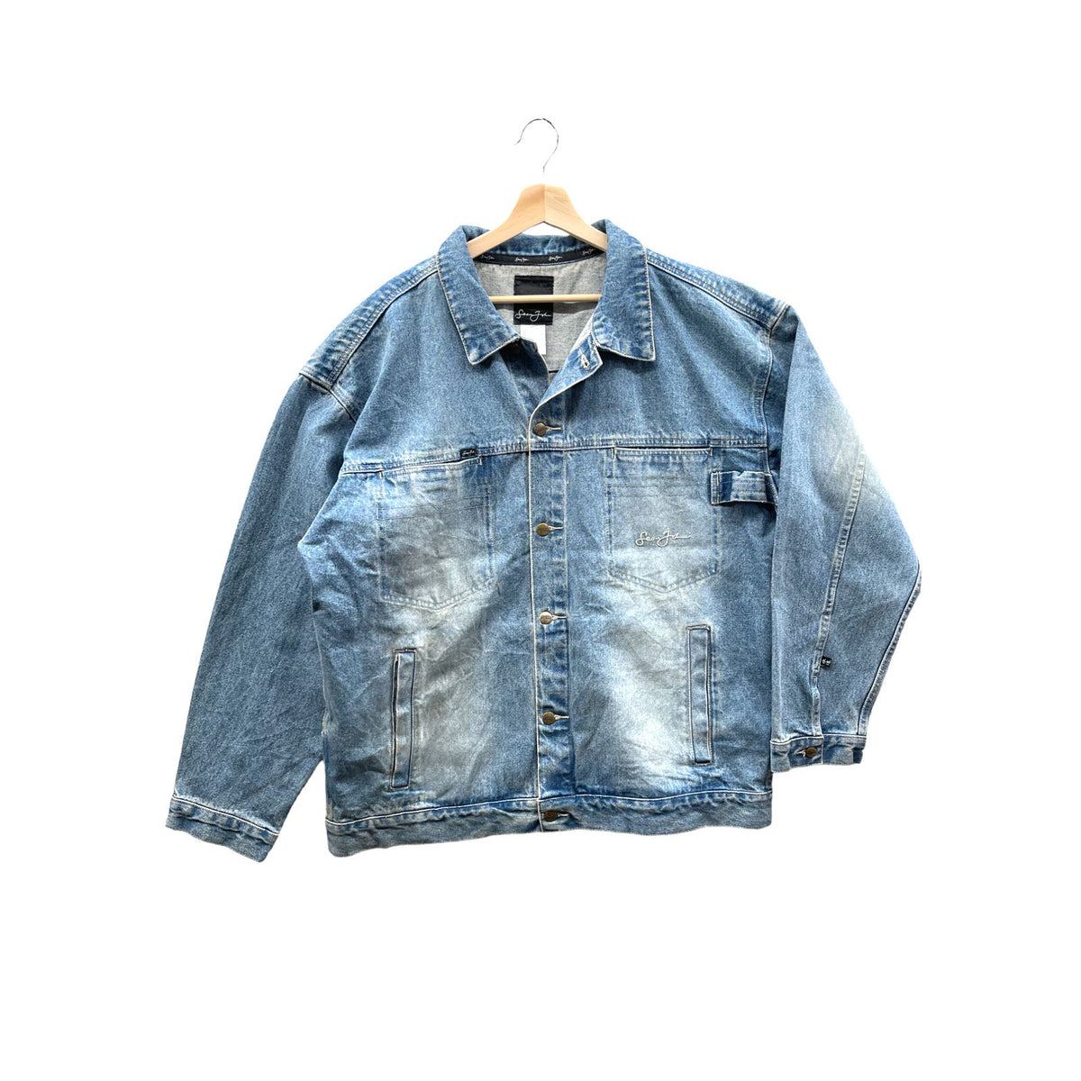 Vintage Sean John Light Indigo Washed Denim Trucker Jacket