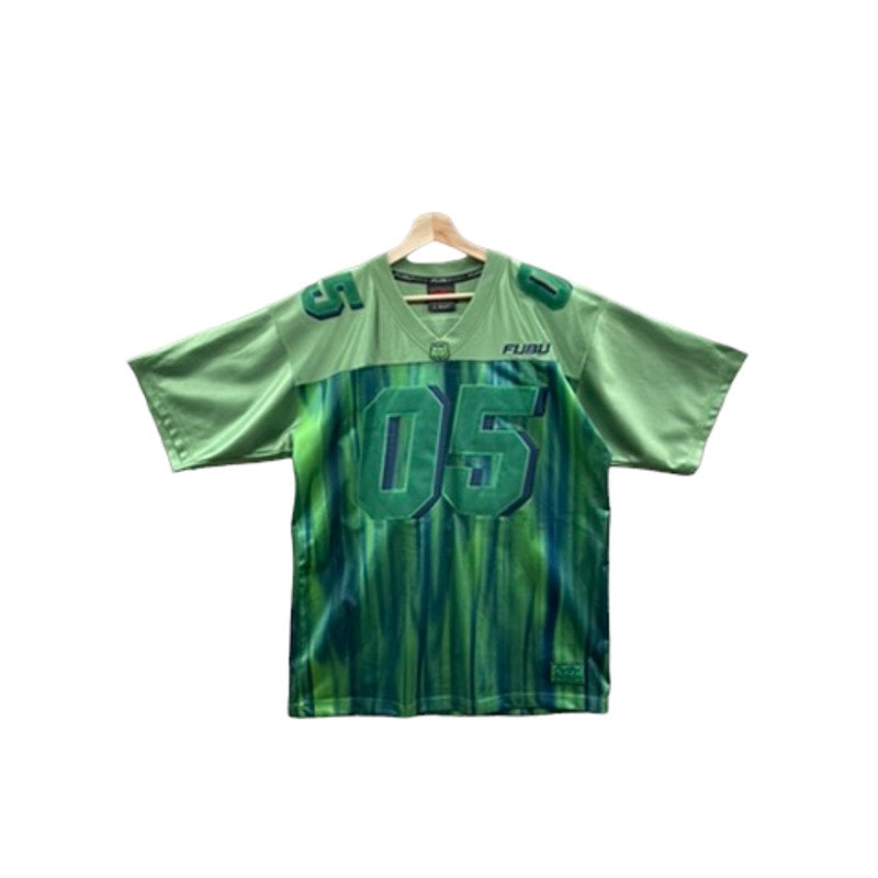 Vintage 1990's FUBU Sport Green Tie Dye Mesh Football Jersey