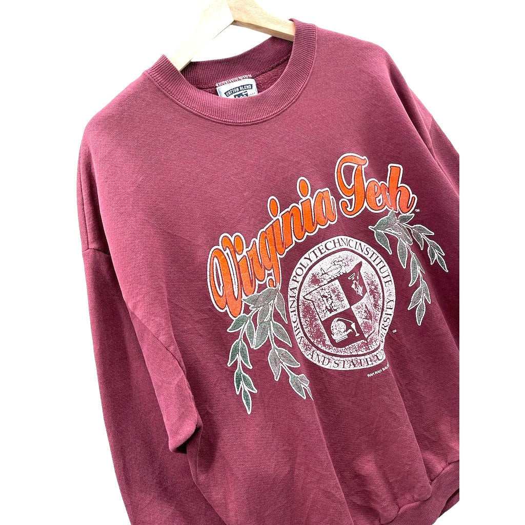 Vintage 1990's Virginia Tech University Crest Logo Sweatshirt