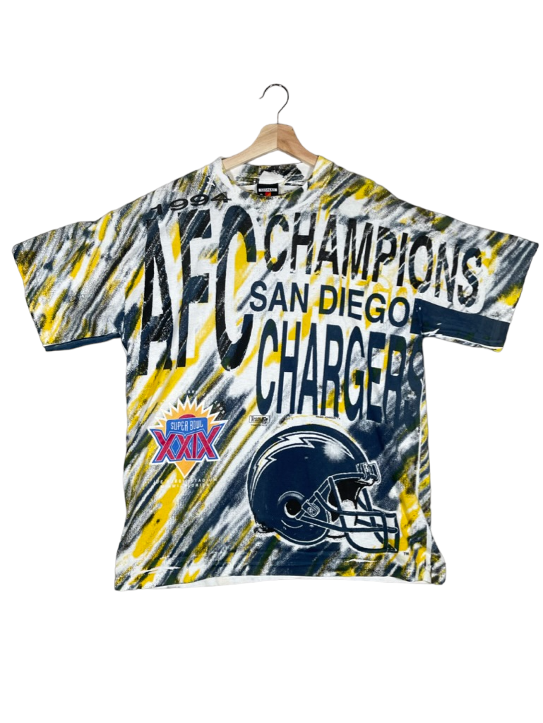 Vintage 1990's San Diego Chargers AFC Champions Magic Johnson T's AOP T-Shirt