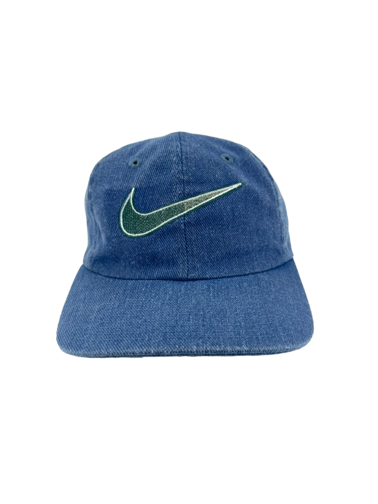 Vintage 1990's Nike Denim Big Swoosh Strapback Hat