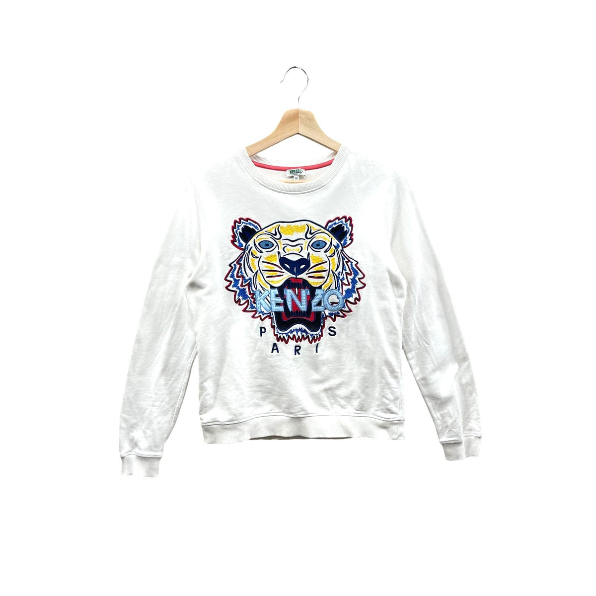 Kenzo Paris White Multicolor Embroidered Tiger Sweatshirt