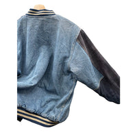 Vintage 1990's Basic Denim Quilted Two-Tone Denim Varsity Jacket