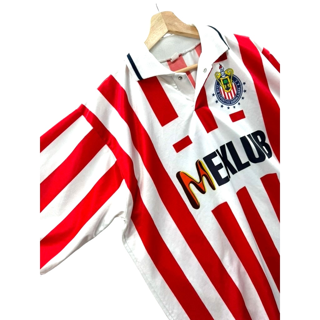 Vintage Chivas C.D. Guadalajara Mexlub Striped Soccer Futbol Jersey