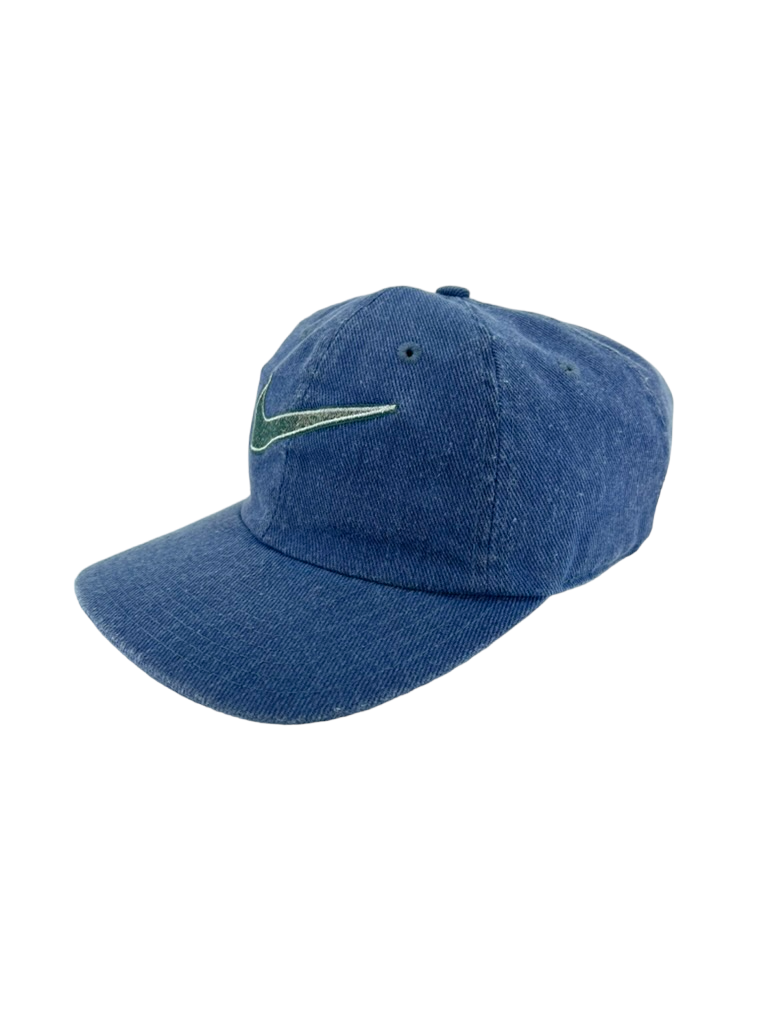 Vintage 1990's Nike Denim Big Swoosh Strapback Hat