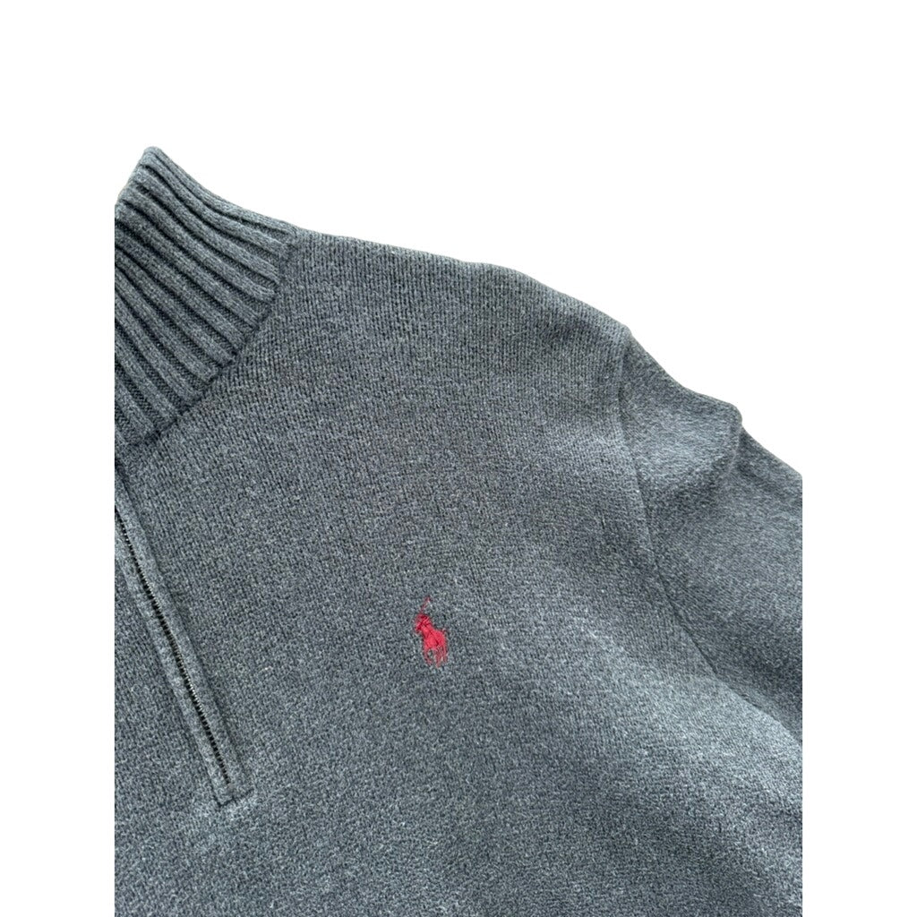 Vintage Ralph Lauren Men's Dark Gray 1/4 Zip Pullover Sweater
