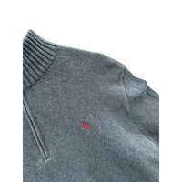 Vintage Ralph Lauren Men's Dark Gray 1/4 Zip Pullover Sweater