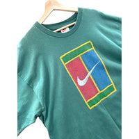 Vintage 1990's Nike Tennis Court Challenge Pine Green Graphic T-Shirt