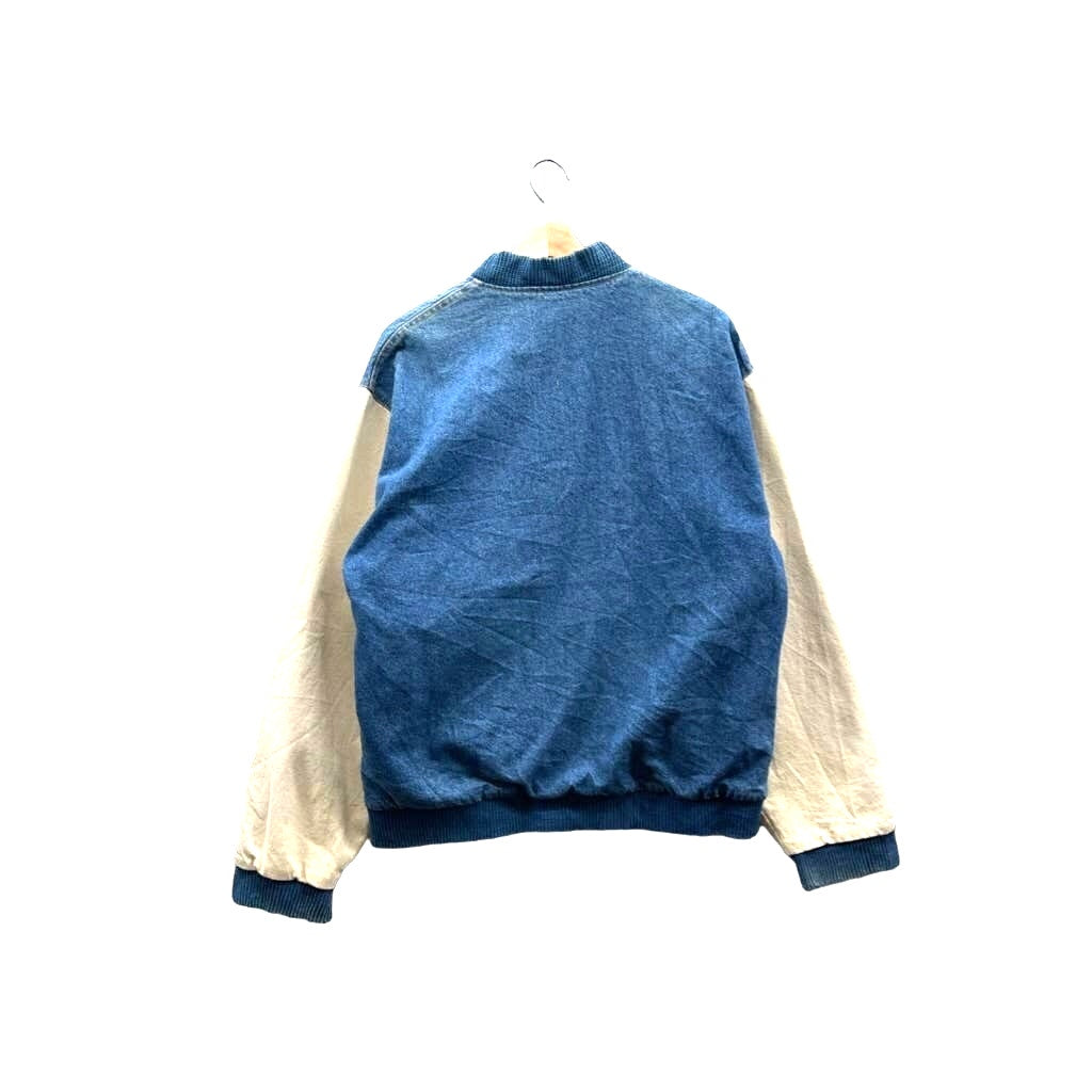 Vintage 1990's K-Products Two-Tone Denim Varsity Bomber Jacket