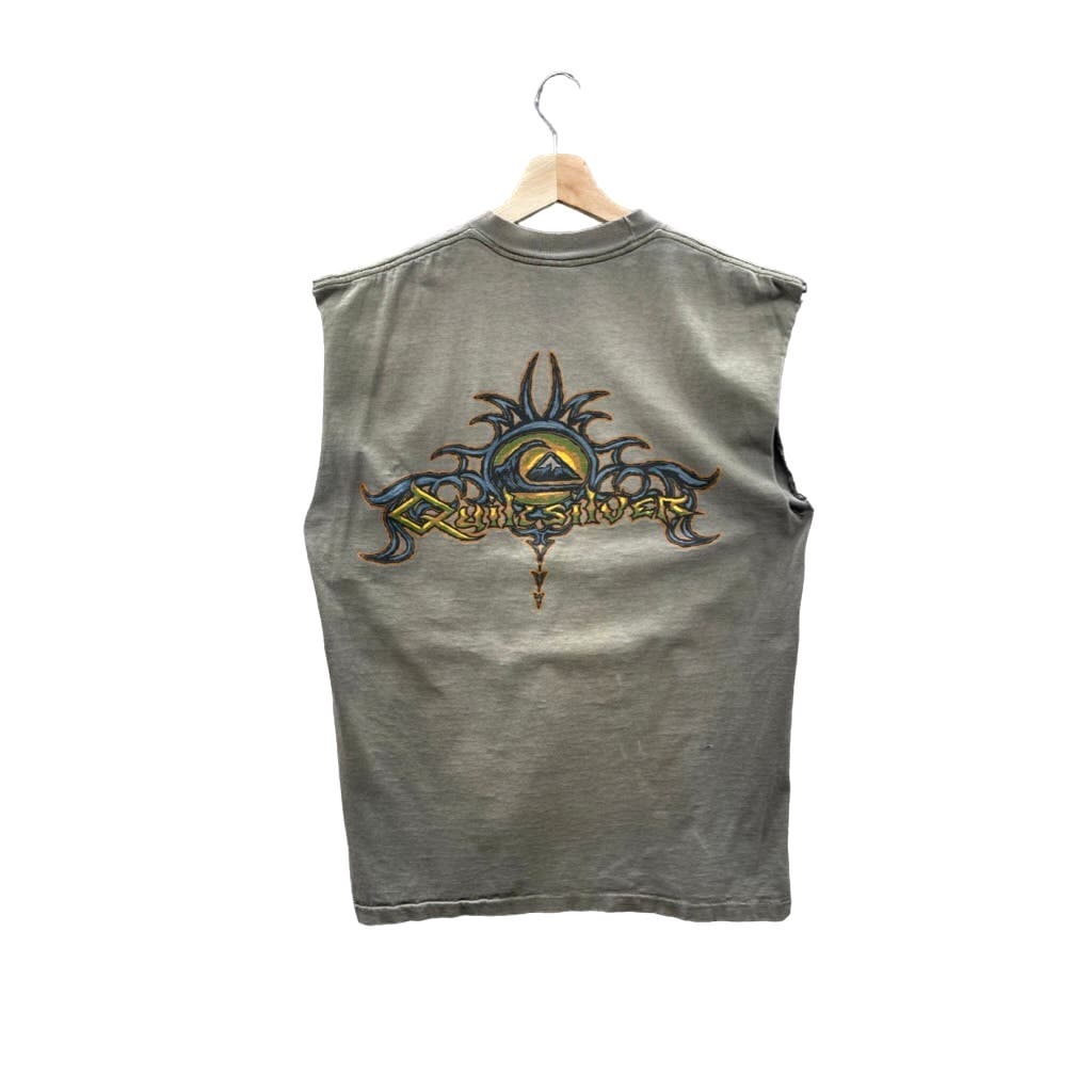 Vintage Quiksilver Internationale Distressed Tribal Graphic Cut Off Tee