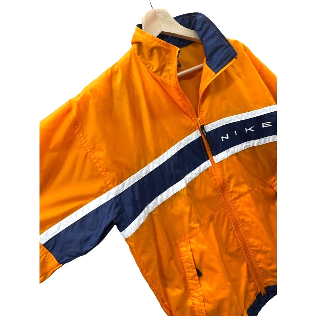 Vintage 1990's Nike Neon Orange/Navy Lightweight Windbreaker