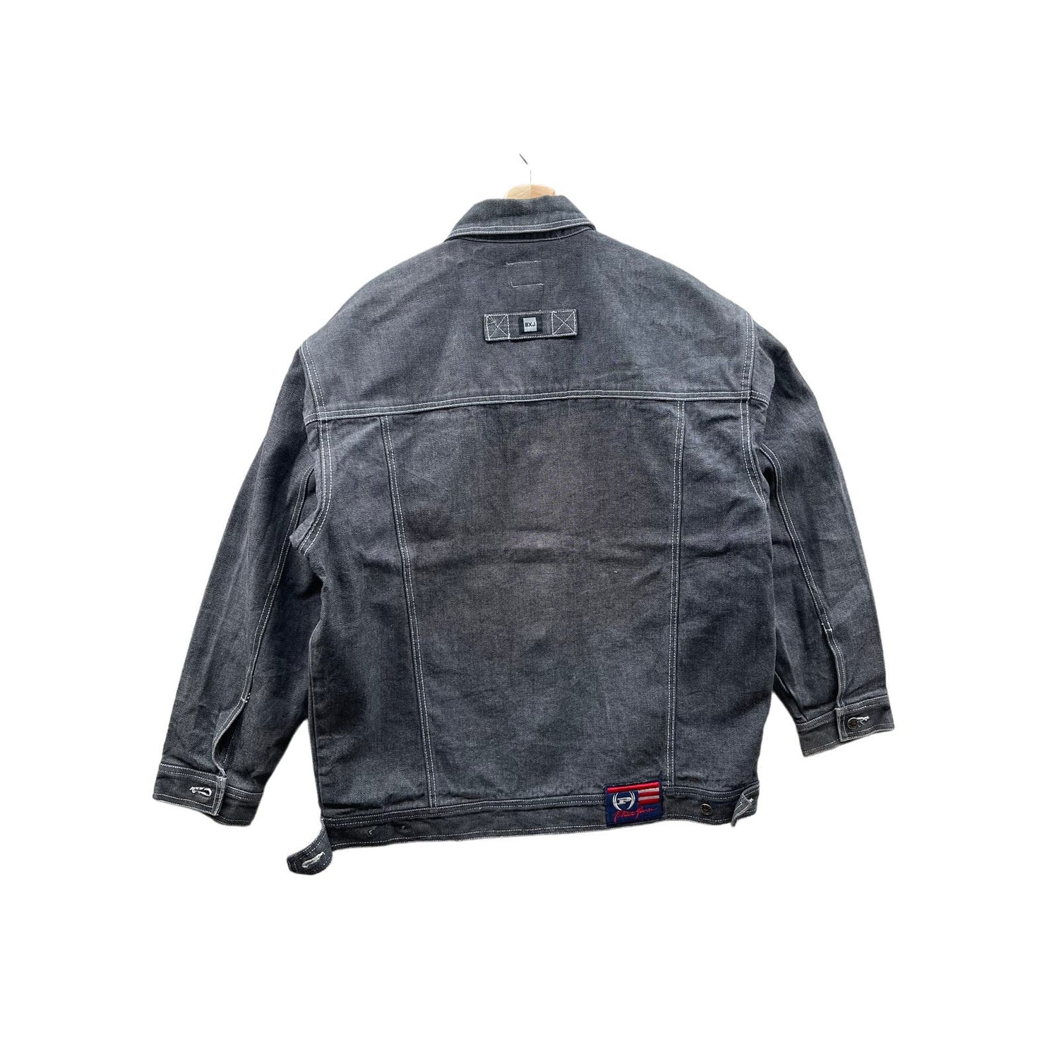 Vintage 1990's Phat Farm Washed Grey Denim Trucker Jacket