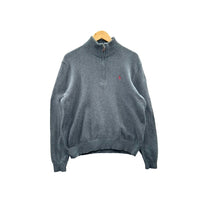 Vintage Ralph Lauren Men's Dark Gray 1/4 Zip Pullover Sweater