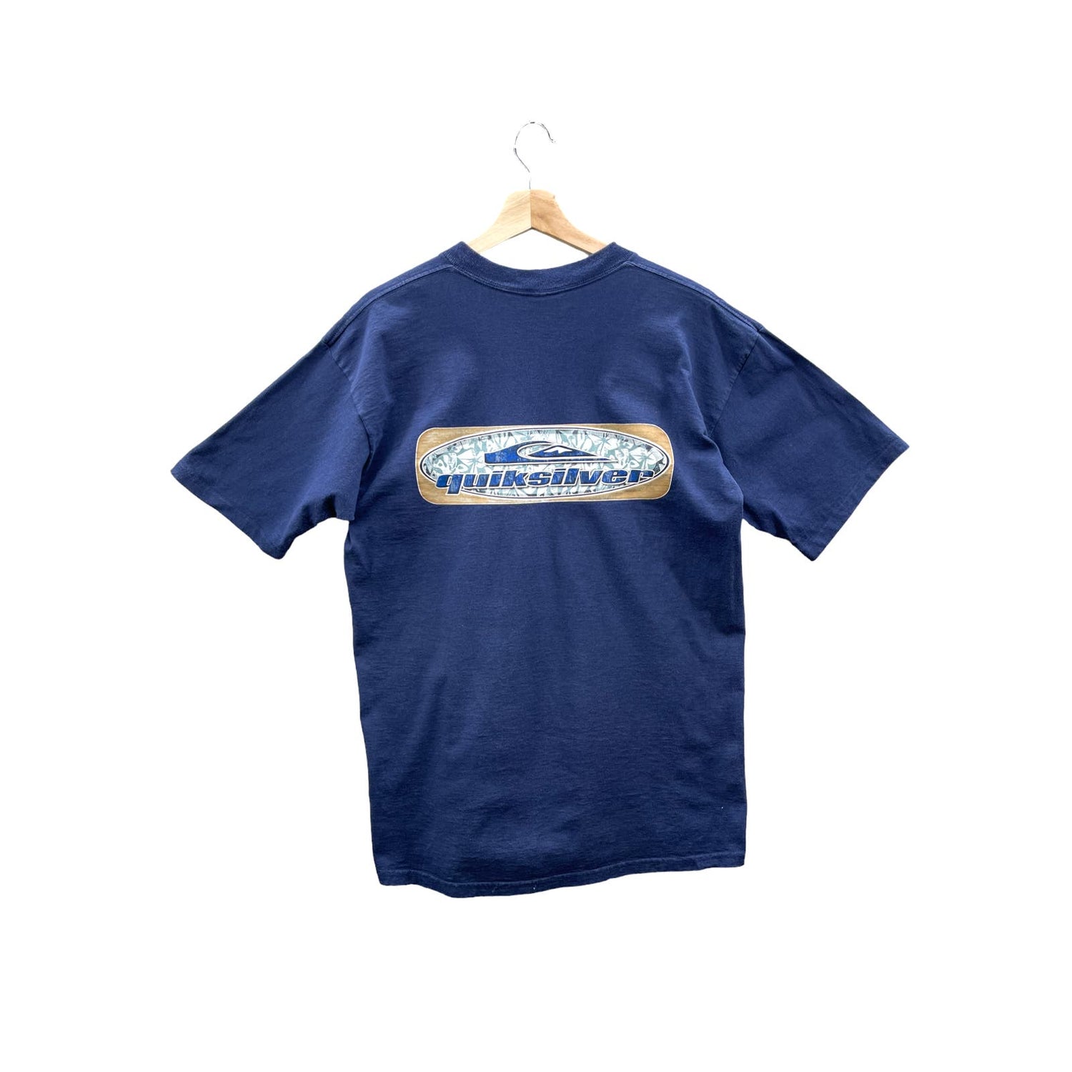 Vintage 1990s Quiksilver Navy Surf Graphic T-Shirt