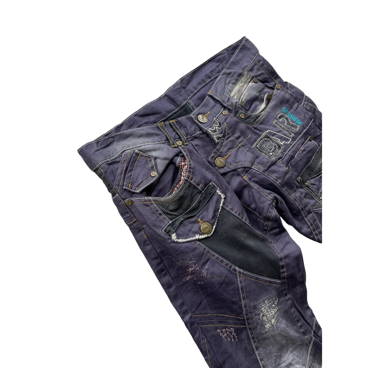 Vintage Bar Magic of Denim Men's Distressed Embroidered Denim Jeans