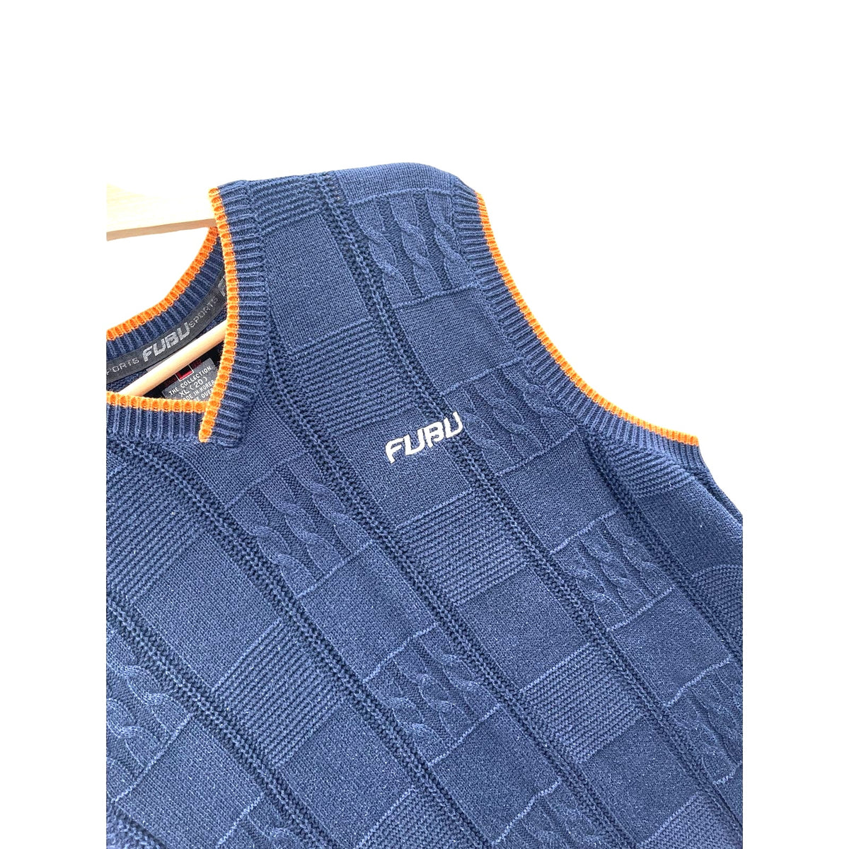 Vintage 1990's Fubu Sports Two-Tone Cable Knit Sweater Vest