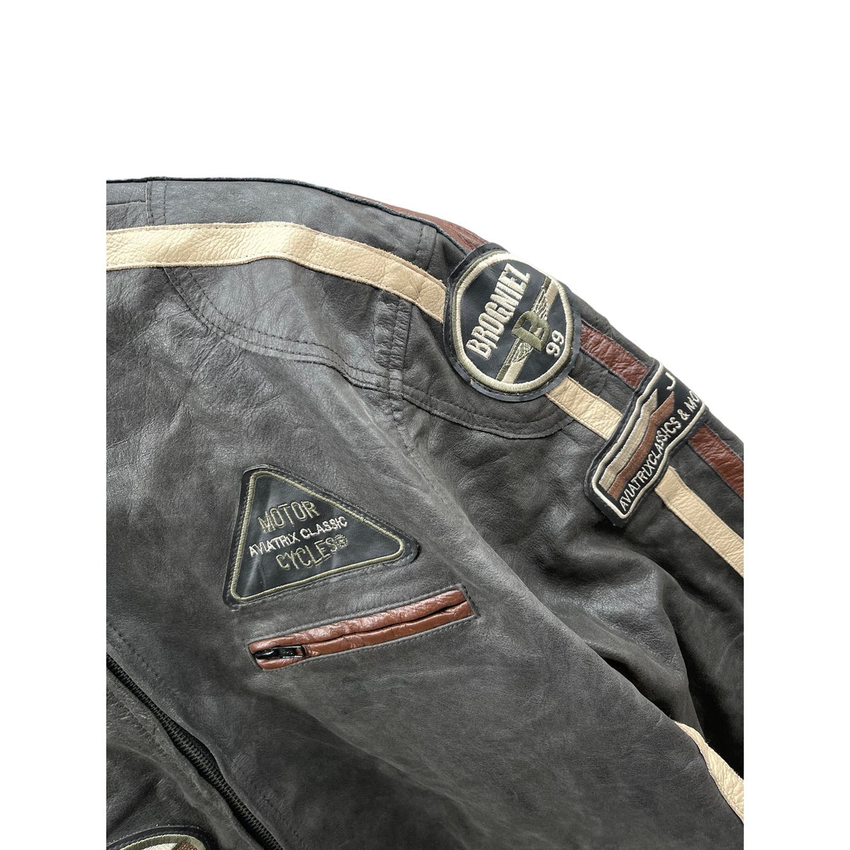 Vintage 1990's Aviatrix Full Grain Brown Leather Cafe Racer Jacket