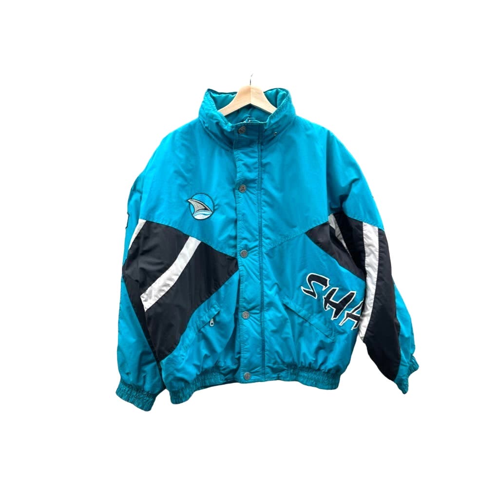 Vintage 1990's San Jose Sharks NHL Quilted Hooded Jacket