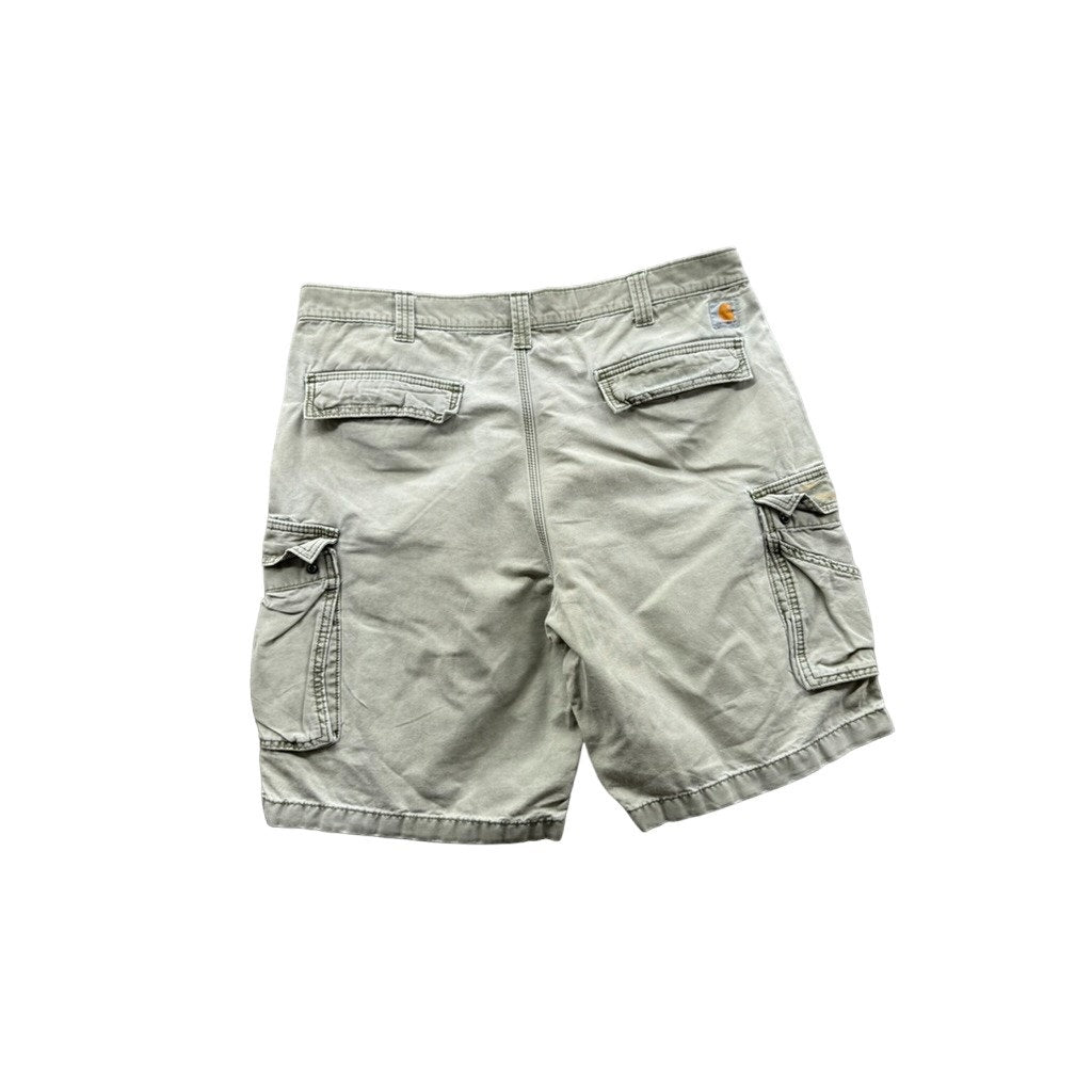 Vintage Carhartt Distressed Relaxed Fit Olive Cargo Shorts 40W