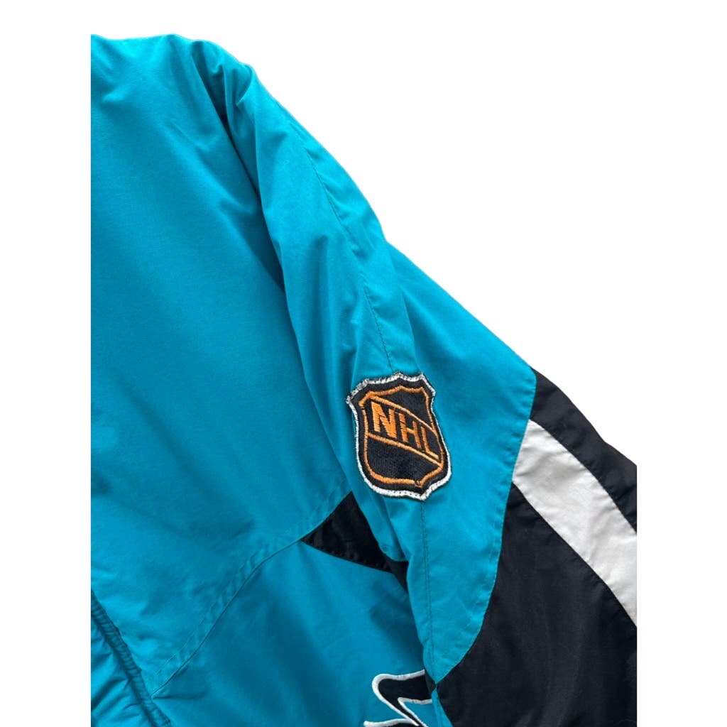 Vintage 1990's San Jose Sharks NHL Quilted Hooded Jacket