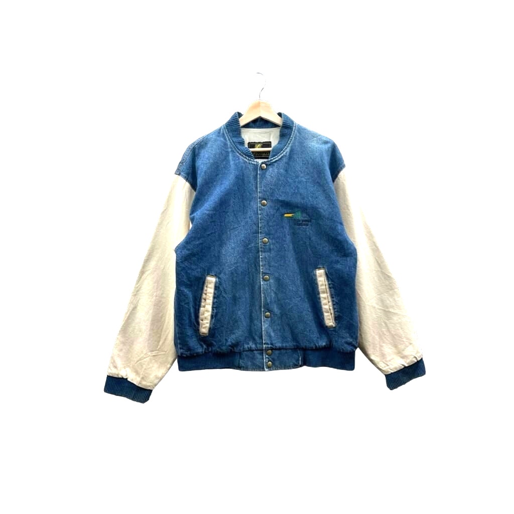 Vintage 1990's K-Products Two-Tone Denim Varsity Bomber Jacket