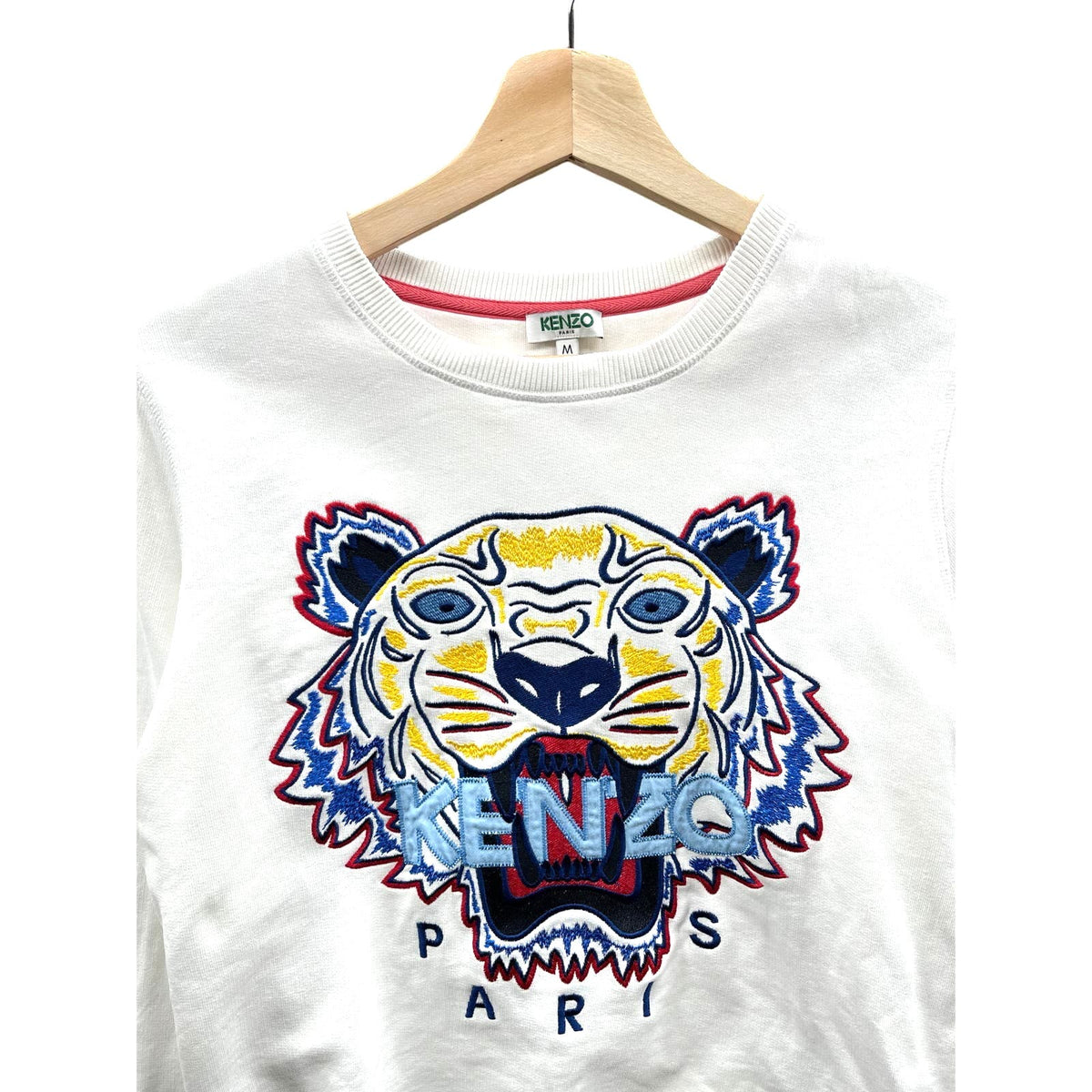 Kenzo Paris White Multicolor Embroidered Tiger Sweatshirt