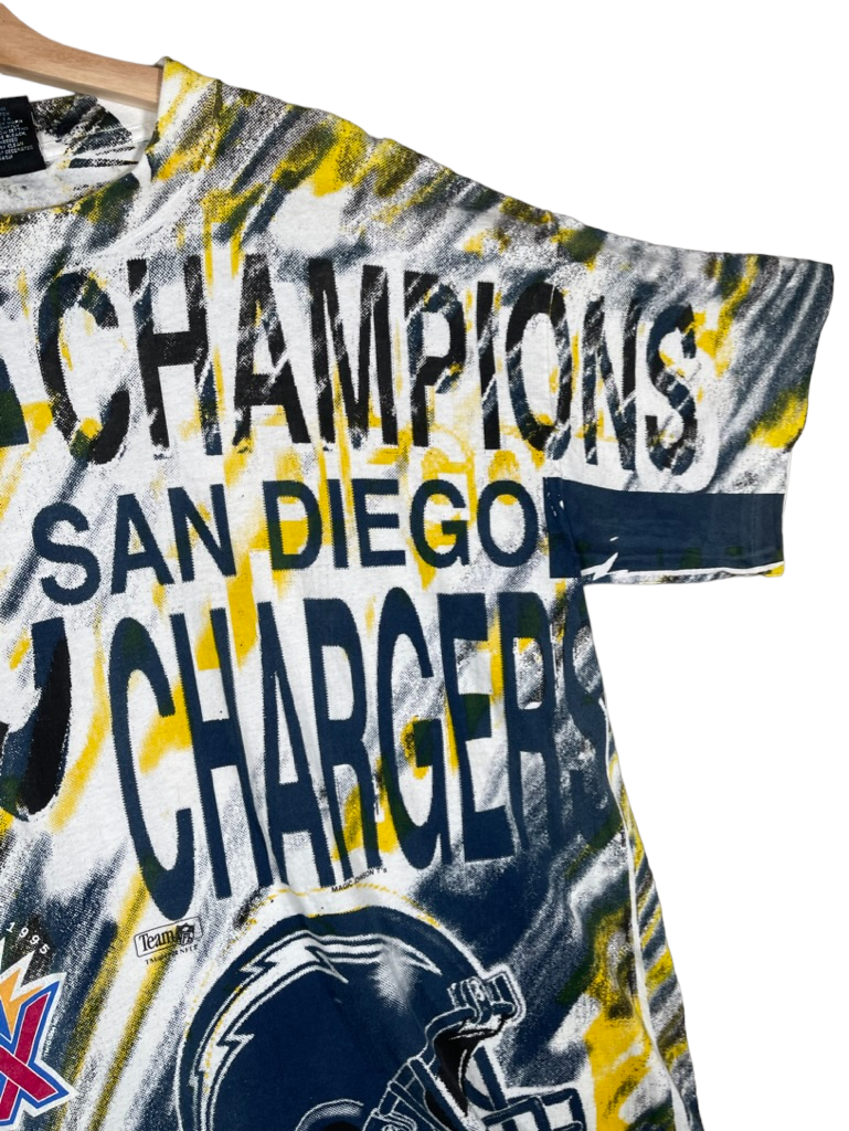 Vintage 1990's San Diego Chargers AFC Champions Magic Johnson T's AOP T-Shirt