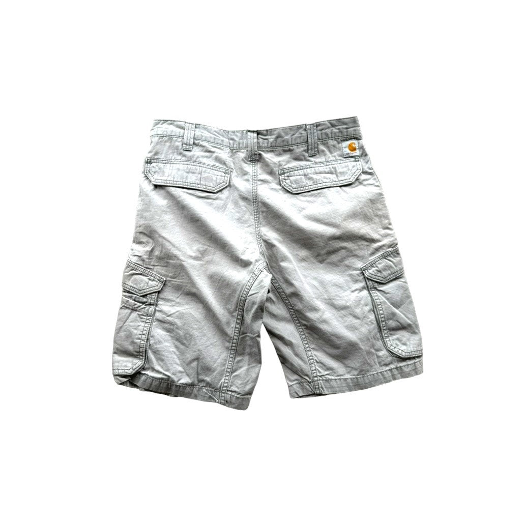 Vintage Carhartt Force Distressed Relaxed Fit Grey Cargo Shorts 33W