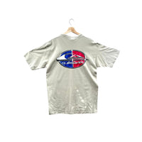 Vintage 1990's Quiksilver Pale Green Chrome Logo Graphic Tee