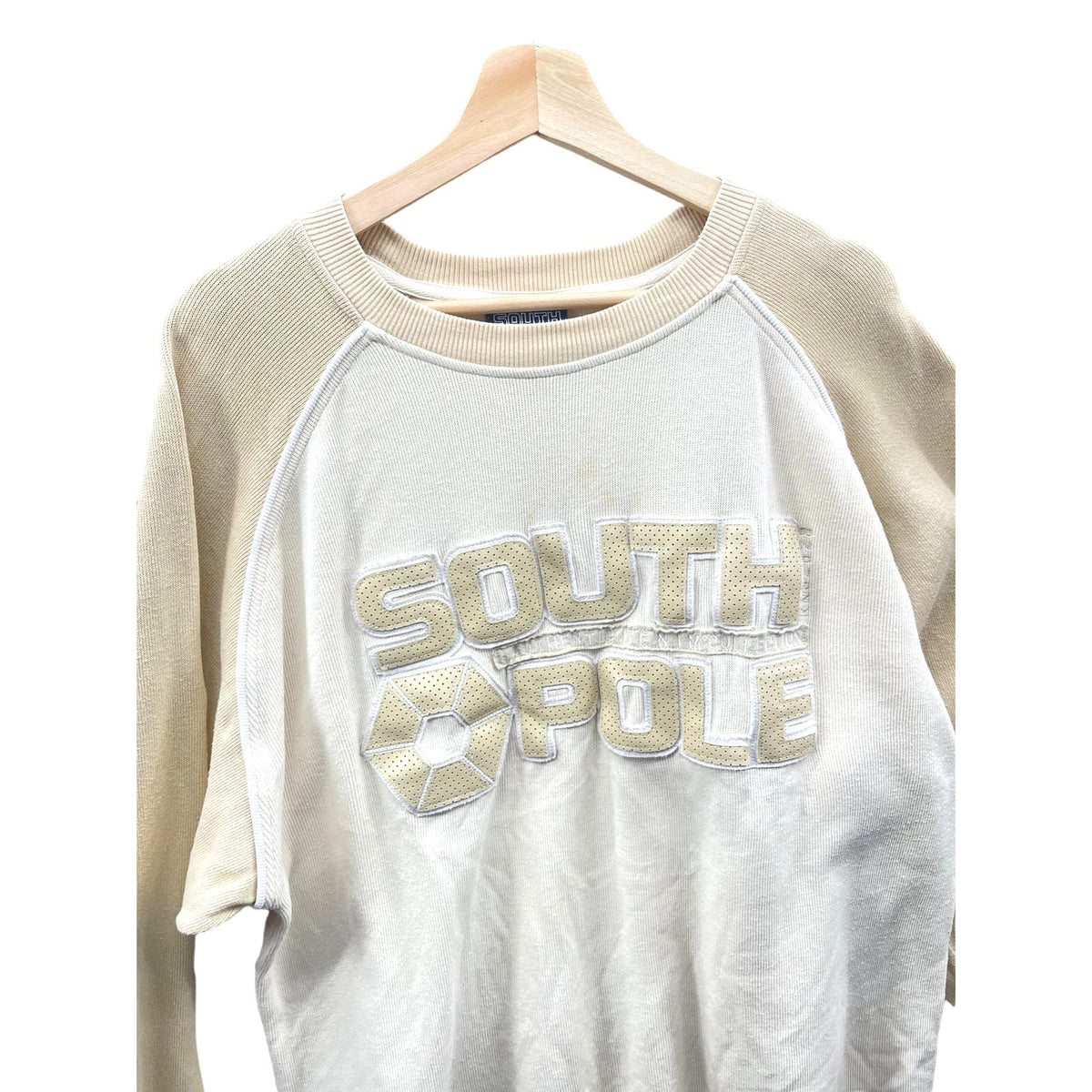 Vintage Southpole Leather Embroidered Mesh Knit Sweater