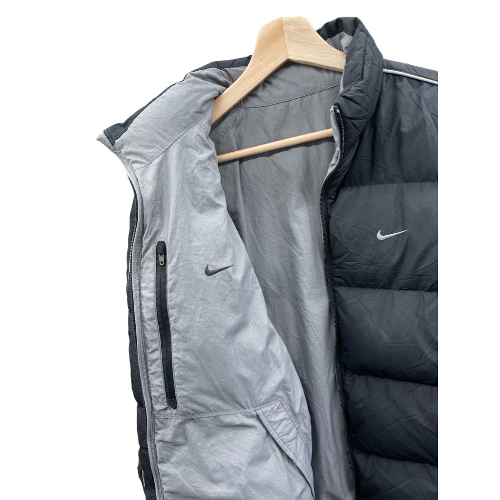 Vintage 2000's Nike Swoosh Reversible Down Puffer Striped Jacket