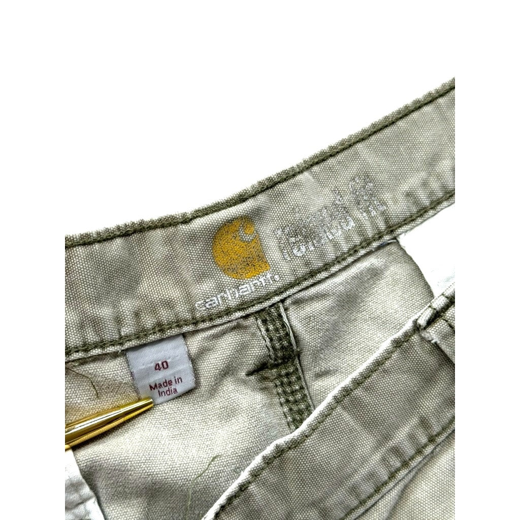 Vintage Carhartt Distressed Relaxed Fit Olive Cargo Shorts 40W