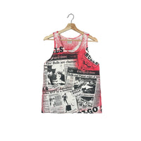 Vintage 1990's Chicago Bulls Newspaper All Over Print Tank Top