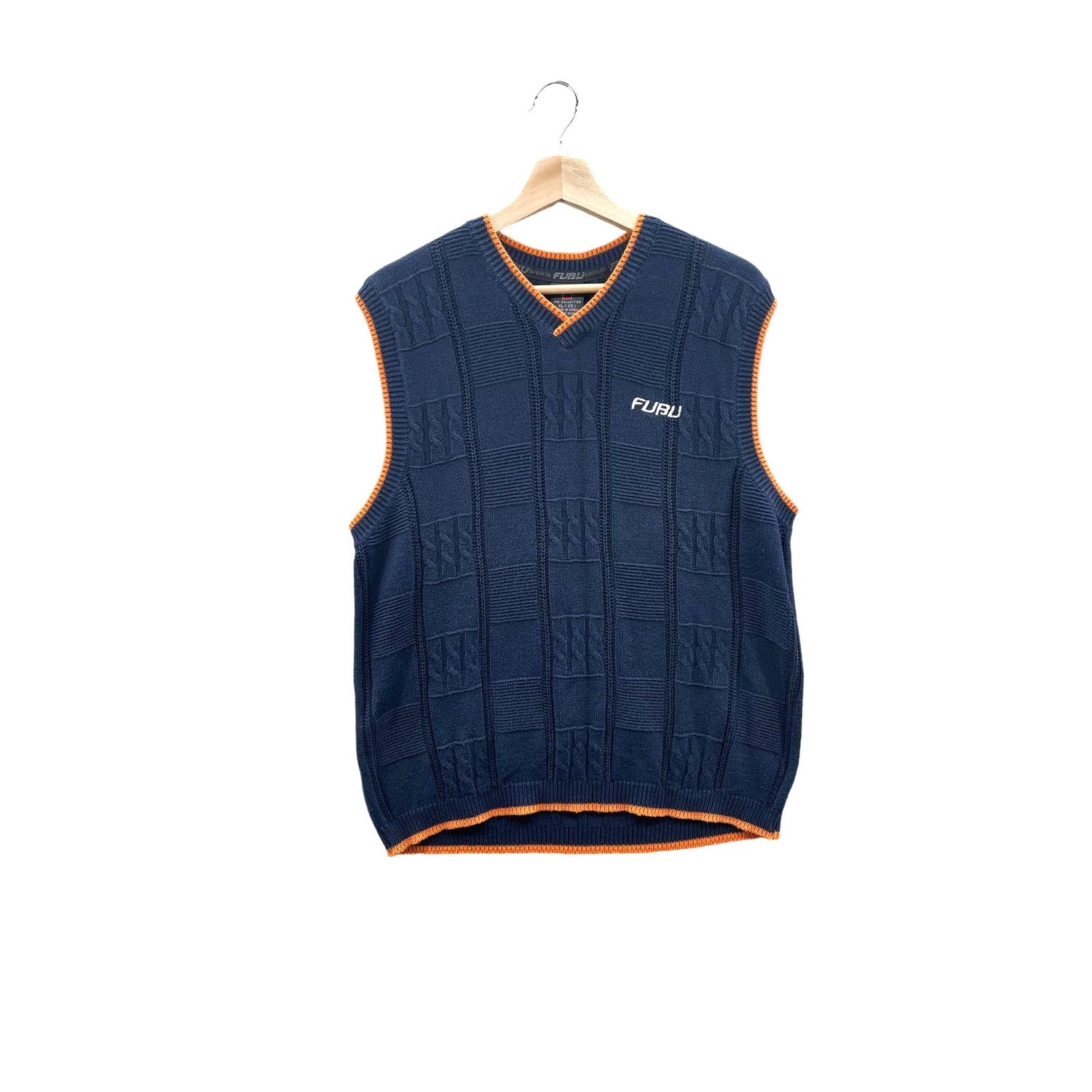 Vintage 1990's Fubu Two-Tone Cable Knit Sweater Vest