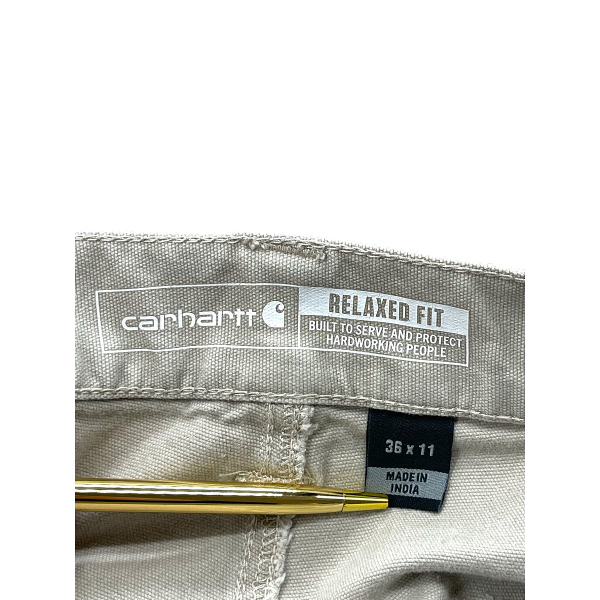 Vintage Carhartt Distressed Tan Canvas Utility Carpenter Shorts