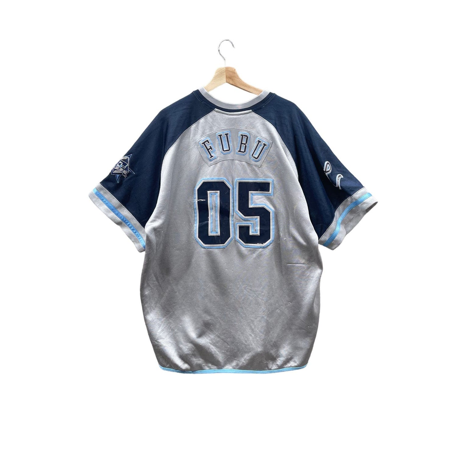 Vintage Fubu City Series Carolina Puff Print Baseball Knit Jersey