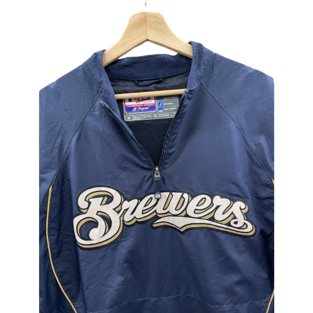 Majestic Milwaukee Brewers Cool Base 1/4 Zip Pullover Windbreaker