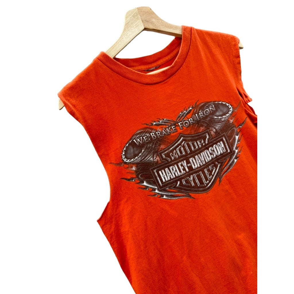 Vintage Harley-Davidson We Brake For Iron Distressed Cut Off Tee