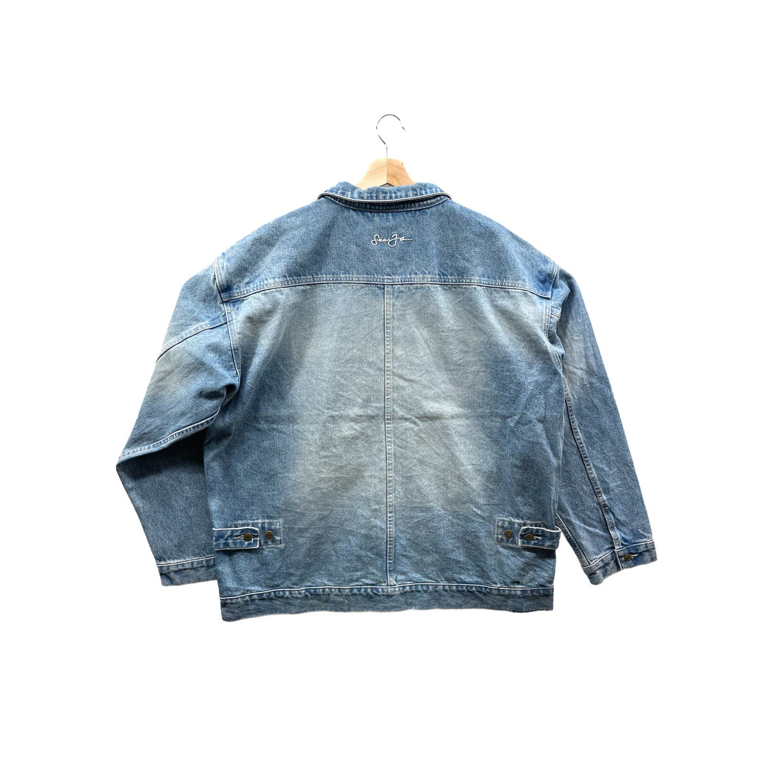 Vintage Sean John Light Indigo Washed Denim Trucker Jacket