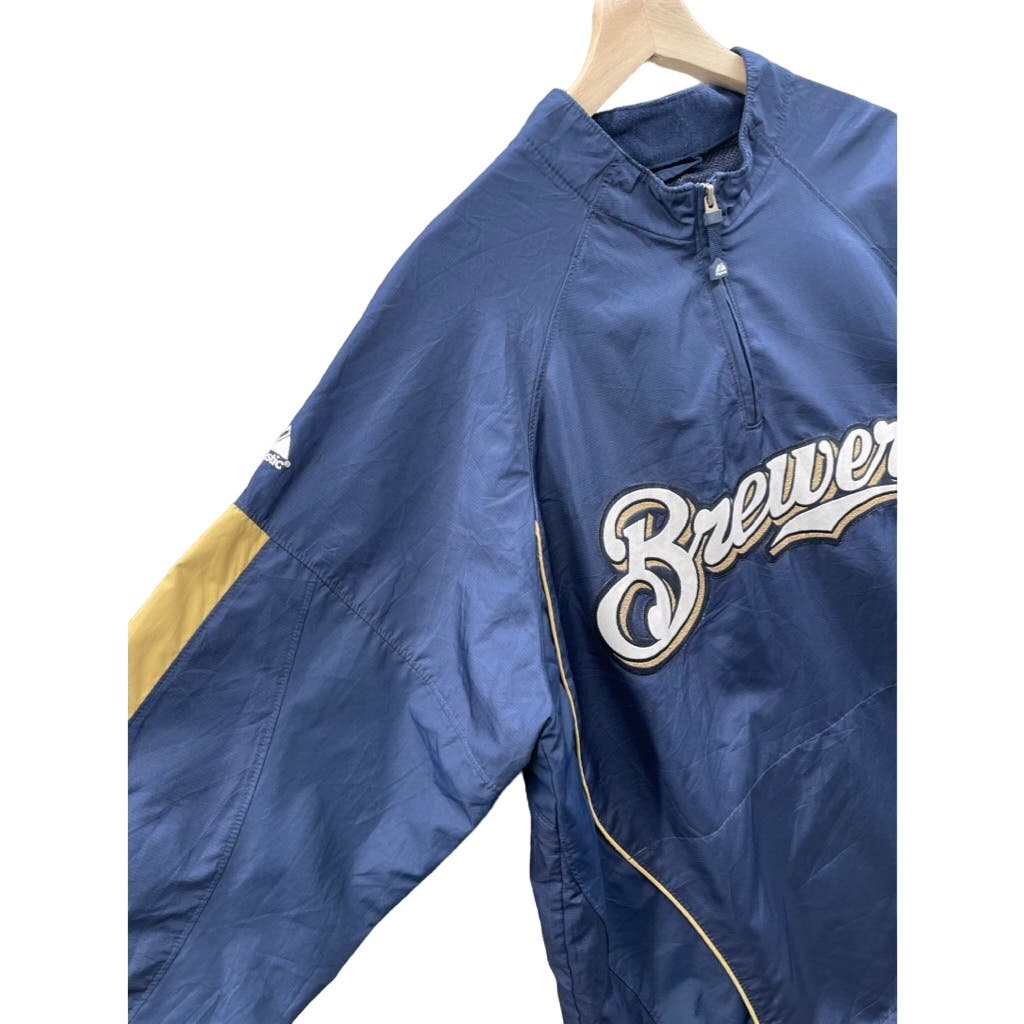 Majestic Milwaukee Brewers Cool Base 1/4 Zip Pullover Windbreaker