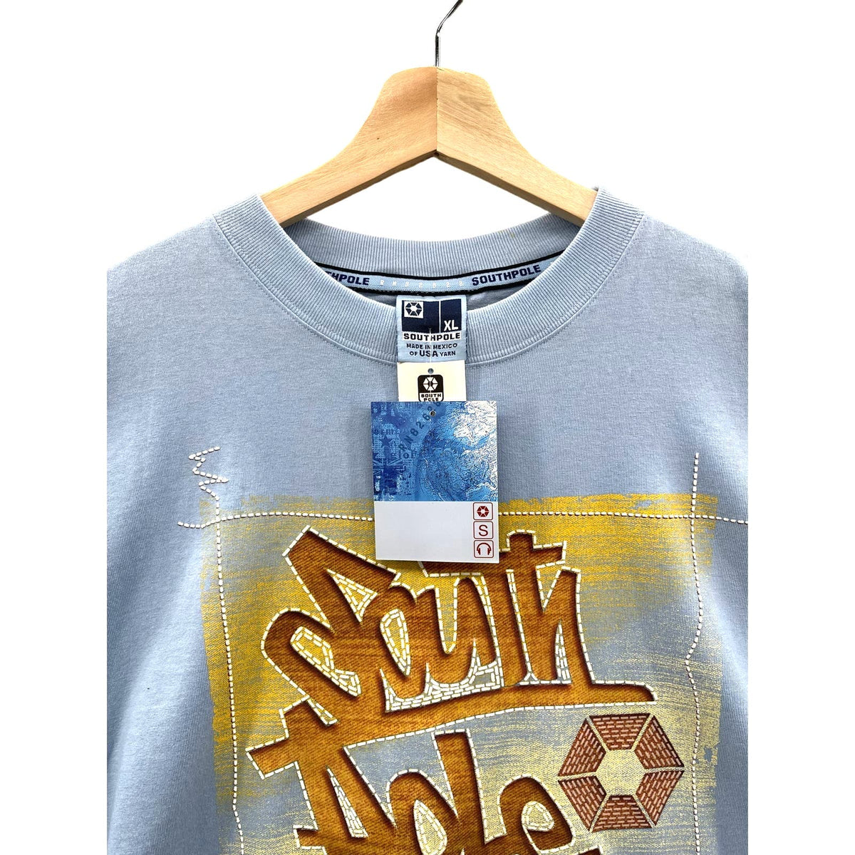 Vintage Southpole Sky Blue Embossed Graphic T-Shirt NWT