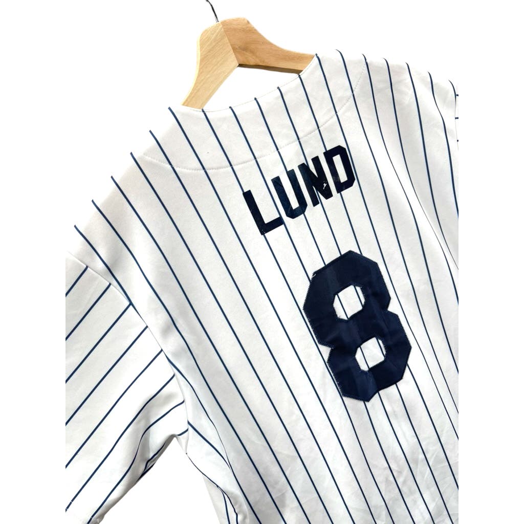 Vintage Team MLB Majestic USA Davenport Lund #8 Pinstripe Baseball Jersey