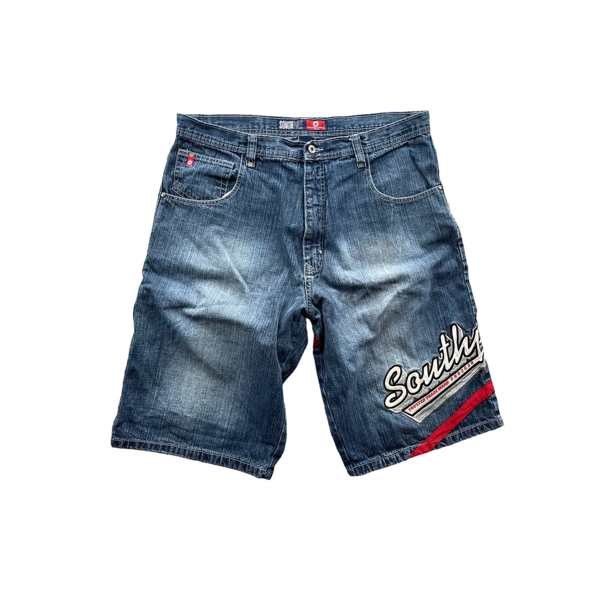 Vintage Southpole Embroidered Jersey Baggy Denim Jean Shorts