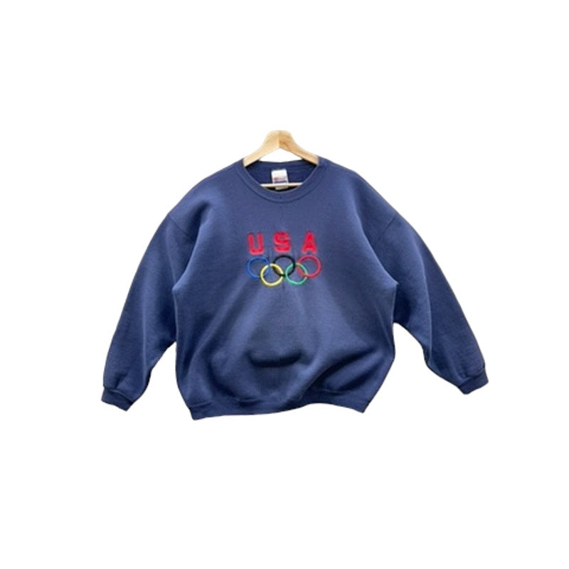 Vintage 1990's Hanes Heavy USA Olympics Embroidered Crewneck