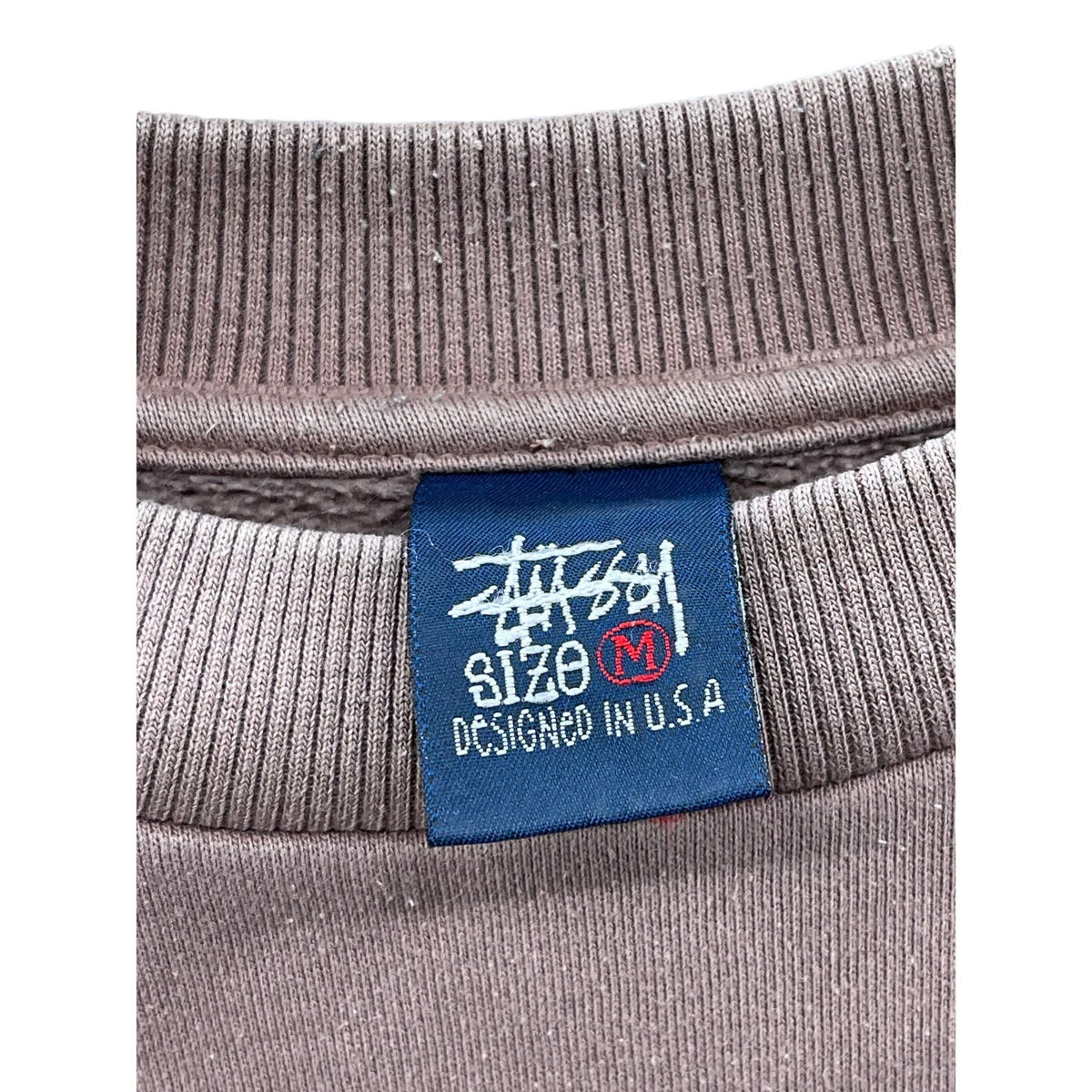 Vintage 1990's Stussy Faded Brown Geometric Design Script Logo Crewneck