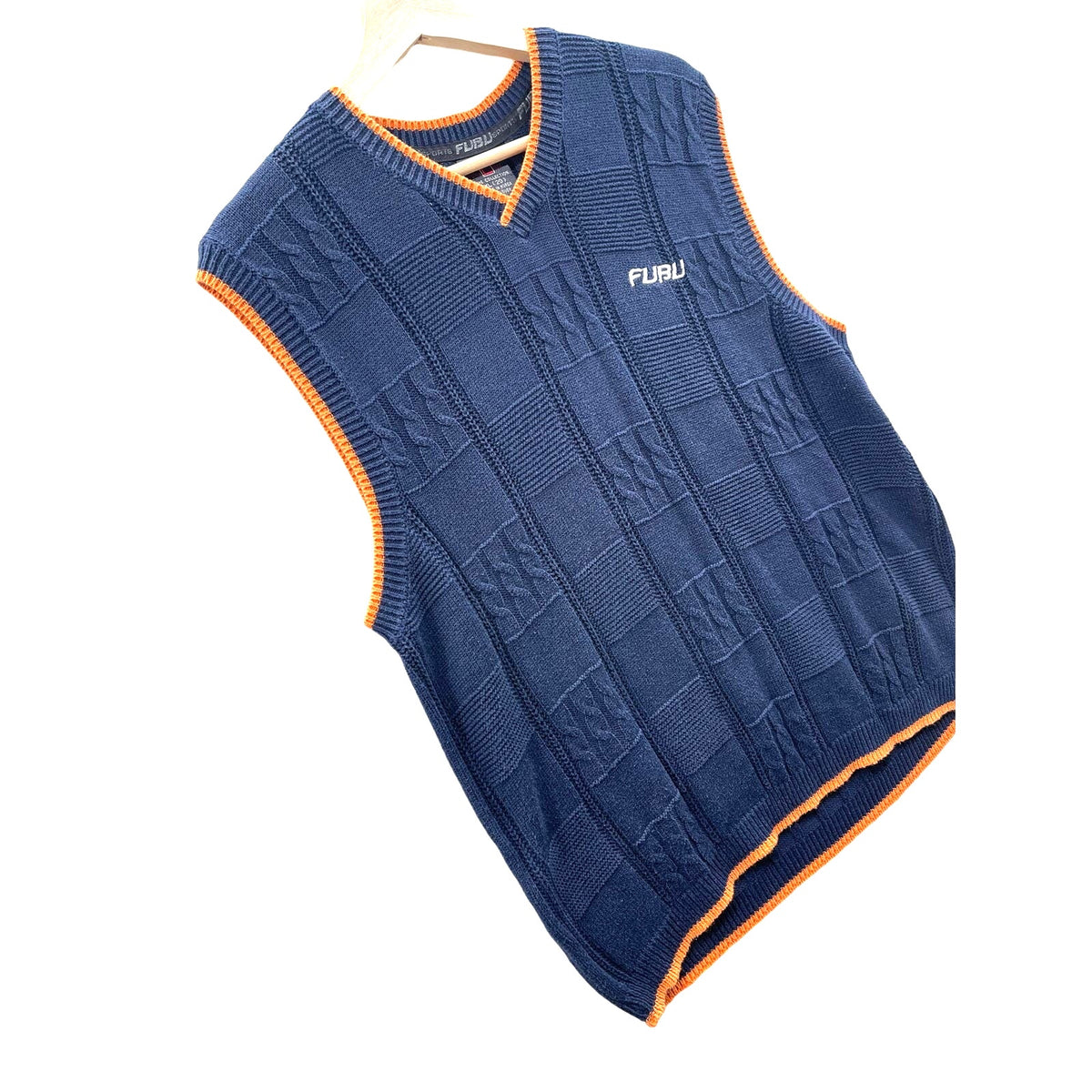 Vintage 1990's Fubu Sports Two-Tone Cable Knit Sweater Vest