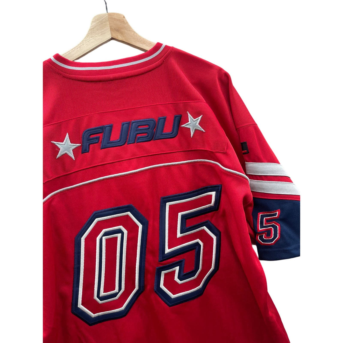 Vintage Fubu The Collection Red Knit Embroidered Football Jersey